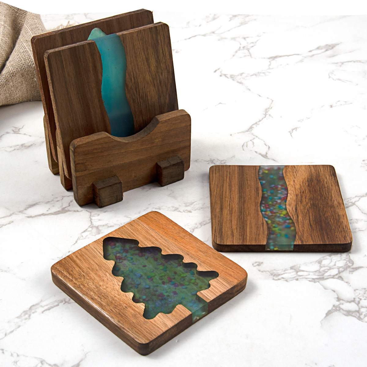 Acacia Wood Epoxy Resin Coaster – Custom
